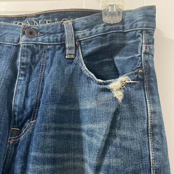 American Eagle men's distressed bootcut denim jeans 33 / 32 33x32 33/32 - Picture 10 of 12